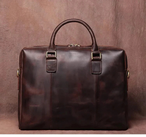 Classic Genuine Leather Laptop Messenger with Shoulder Strap Durable Office Bag Zipper Closure Protective Large Capacity - Product Image 4
