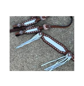 Vente chaude Premium cuir inde Style équitation ensemble une oreille Buckstitch garniture Floral outillage boucle ardillon collier de poitrine cheval - Product Image 3