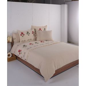 Juego de Ropa de Cama de Lujo de 6 Piezas con Diseño Floral Naranja, 100% Algodón, Funda Nórdica 200x220, Sábana Ajustable 160x200, Bordado para el Hogar - Product Image 2