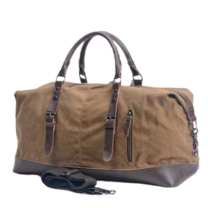 Sac de voyage vintage en toile de grande capacité pour hommes Fashion Weekender Carry-On Duffel Fermeture éclair Compartiment à chaussures personnel - Product Image 1