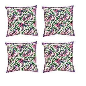 Floral Paisley Digital Printed 16x16 Multicolor Square Cushion Covers Handmade Decorative Throw Pillow Accent for <b>Sofa</b> <b>Bed</b> - Product Image 1