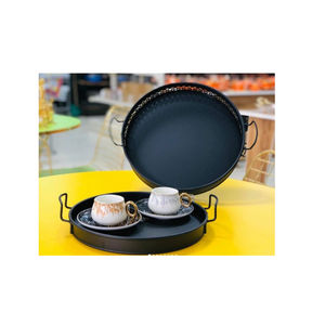 Organisateur de cuisine Plateau de service à thé et à café avec poignées Plateau de service alimentaire noir pour fournisseurs en gros à bas prix - Product Image 1