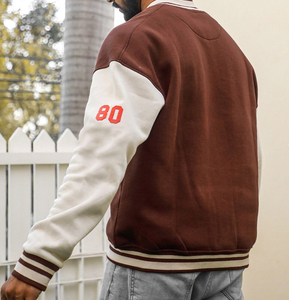 ผู้ชาย Colourblocked พิมพ์เย็บปักถักร้อย Chenille โลโก้ Letterman ผ้าฝ้ายอินทรีย์ขั้นพื้นฐานตัวแทนแจ็คเก็ตผู้ผลิต - Product Image 3