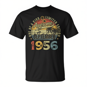 Superbe t-shirt pour homme pour son 68e anniversaire, 68 ans depuis septembre 1956, cadeau promotionnel classique - Product Image 2