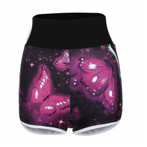Short de yoga respirant taille haute élégant pour femme avec volants contrôle du ventre motif chaud pour la course et l'entraînement Fitness Wear - Product Image 1