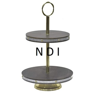 Hot Selling Rounded Cup <b>Cake</b> <b>Server</b> Stand 2 Tier Wooden Cup <b>Cake</b> Dinner Table Centerpieces In Black Powder Coated Finishing - Product Image 1