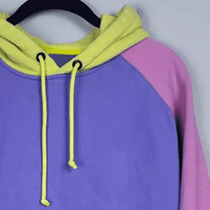 Ropa de calle para mujer, suéter de bloque de color púrpura y rosa, Sudadera con capucha, Jersey informal de lana de algodón transpirable, Sudadera con capucha, Top - Product Image 3