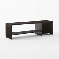 Banc de rangement à chaussures en métal à profil bas Hendricks avec armoire et étagère ouverte, noir moderne, pour salon, entrée et entrepôt