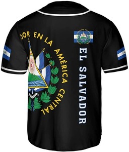Maillot de baseball personnalisé El Salvador uni, style Hip Hop Hipster, chemises boutonnées unisexe, vente en gros pas cher, OEM, haut de sport respirant 100% - Product Image 4