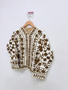 <b>White</b> Suzani <b>Jacket</b> Embroidered Velvet <b>Jacket</b> Indian Winter <b>Jacket</b> Coat Floral <b>Jacket</b> For Women Warm Suzani Coat - Product Image 3