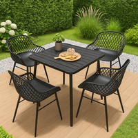 Ensemble table et chaises de restaurant commercial en acier inoxydable industriel moderne, durable, polyvalent, facile à assembler, utilisation intérieure/extérieure