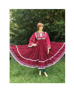 Robes ethniques Kuchi Vintage fête afghane/pakistanaise robe traditionnelle multicolore en dentelle décorée pour les événements traditionnels Kuchi - Product Image 1