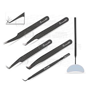 Pinzas para injertos de acero inoxidable OEM con logotipo personalizado al por mayor con punta de fibra puntiaguda para extensión de pestañas - Product Image 2