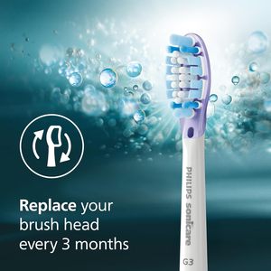 Têtes de brosse à dents électriques de rechange authentiques Philips Sonicare G3 Two-in-One, blanches, lot de 4, pour une utilisation d'un an, HX9054/65 - Product Image 2