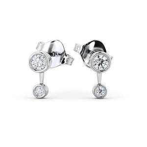 Pendientes de Diamantes Cultivados en Laboratorio con Corte Brillante para Mujer, al por Mayor, Clásicos, de Oro Blanco Sólido de 14k, Chapados en Rodio, con Certificado IGI - Product Image 1