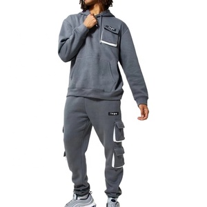 ชุดกีฬาสำหรับผู้ชายชุดวอร์มผ้าคอตตอนผ้าโพลีเอสเตอร์ไม่มีลายพิมพ์โลโก้ตามสั่ง - Product Image 1