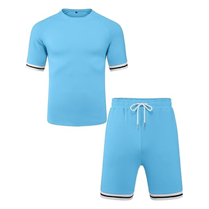 ชุดวอร์ม2ชิ้นผ้าฝ้ายสำหรับผู้ชายชุดฤดูร้อนเสื้อยืดแขนสั้นธรรมดาและชุดแขนสั้นสำหรับผู้หญิง - Product Image 6