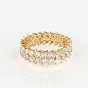 9K Gold Moissanite Diamond Eternity Band Pear Cut <b>Ring</b> Elegant and Luxurious - Product Image 1