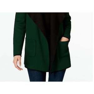 Cardigan Casual da Donna Alfani, Aperto sul Davanti, Bicolore con Decorazione a Bottoni, Taglia Extra Large, Verde Scuro, Stagione Invernale, Lana e Acrilico - Product Image 3