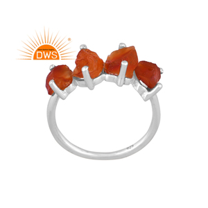 Best Selling Sterling <b>Silver</b> Natural Rough Carnelian Gemstone Stackable <b>Ring</b> Custom Jewelry Manufacturer - Product Image 1