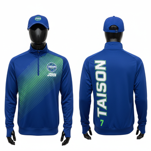 Sudadera con Capucha para Entrenamiento de Fútbol Masculino, Poliéster GSM Premium, Felpa de Alto Rendimiento, Azul Rey, Verde Neón, Panel Diagonal, Logotipo Personalizado por Sublimación - Product Image 1