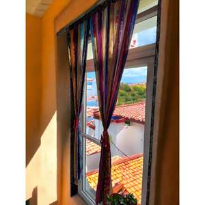 Old Silk Sari Multicolor Ribbon Boho <b>Curtains</b> Hippie Doorway <b>Curtain</b> Room Divider Light-Filtering Rod Pocket Window Hippie - Product Image 3