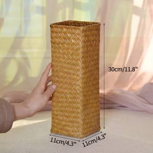 Vase en jonc de mer écologique tissé à la main pour la décoration Vase à fleurs de salon vintage décor en jonc de mer - Product Image 2