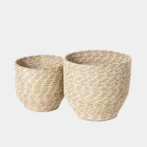 Ensemble de 2 paniers et bacs de style bohème en jute de qualité standard et contenants 100% écologiques et naturels - Product Image 5