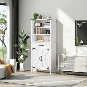 Libreria Moderna Cotowins a 5 Ripiani Bianca con Ante <span class=keywords><strong>e</strong></span> Cassetto, Mobile Contenitore per Ufficio, Scaffale Espositivo - Product Image 3
