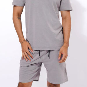 Custom Logo Design 100% Cotton Breathable Two-Piece Men's Twin <b>Set</b> Acid <b>Wash</b> Print Shorts T-shirt Unisex Outerwear <b>Set</b> - Product Image 5