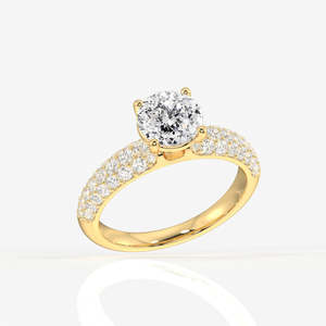 แหวนทองคำ18K ประดับเพชรเทียมเจียระไนแบบโปรตุเกสดีไซน์ปักฝังสามชั้น - Product Image 2