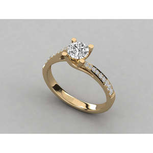 Bague pour femme en or 14 carats avec diamant solitaire rond de laboratoire, bagues en diamant brillant - Product Image 6