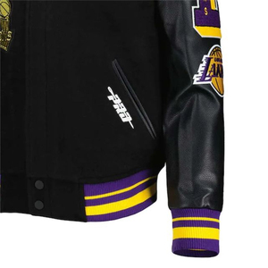 Chaqueta universitaria transpirable OEM para hombre con bordado de chenilla y mangas de cuero, equipo universitario de baloncesto americano de moda personalizado - Product Image 3