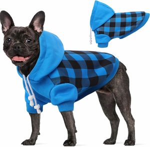 Sweats à capuche de marque pour chiens, prix de gros, vêtements d'hiver pour animaux de compagnie, sweats respirants à motif écossais pour chien - Product Image 1