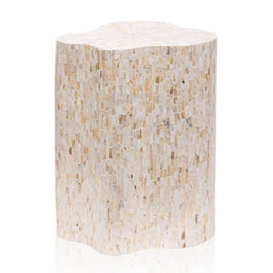 Table d'appoint MOP en nacre, meubles artisanaux, design élégant en mosaïque de coquillages, table d'appoint tendance pour la décoration moderne de la maison - Product Image 1