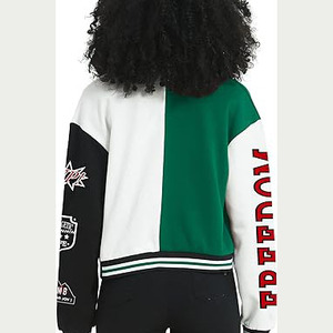 Chaqueta de bombardero de béisbol Varsity corta al por mayor chaqueta universitaria con letras bordadas personalizadas para mujer genuina - Product Image 2