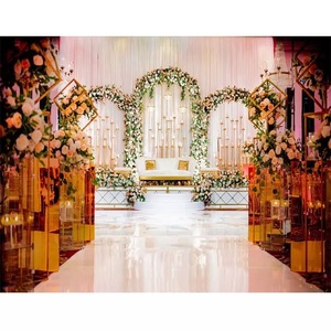 ตะวันตกเวทีแต่งงานเทียนแท่งฉากหลังงบประมาณต่ำเชิงเทียนสำหรับฉากหลังตกแต่งล่าสุดงานแต่งงานเหตุการณ์โลหะเทียน - Product Image 1