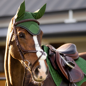 Gorro de oreja de caballo de alto rendimiento estilo ganchillo ligero transpirable lavable velo de mosca hecho en Pakistán para jinetes - Product Image 5