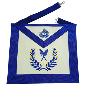Conjunto de guantes y collarín masónico bordado azul y blanco, insignia masónica clásica para secretario/oficial. - Product Image 6