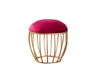 Petit tabouret de maison au design antique Base en métal Tabouret pouf rond décontracté de couleur rose à bas prix