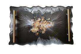 Bandeja de Servicio y Almacenamiento de Resina Hecha a Mano de Calidad Superior, Diseño Artesanal Atemporal, Pintada a Mano para Decoración de Mesa - Product Image 3