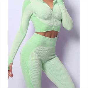 Vêtements de sport élégants avec fermeture éclair complète, nouveaux vêtements de sport taille haute, ensemble de vêtements de yoga confortables pour femmes avec service OEM - Product Image 1