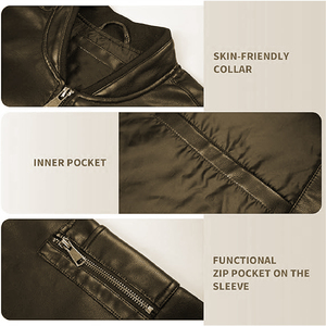 Fashionable Outdoor Autumn and <b>Winter</b> Leather Plus size leather jackets - Product Image 6
