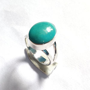 Regalo de Navidad 925 anillos de doble banda de plata 15x11mm piedra preciosa turquesa ovalada 5,7 Gms joyería clásica de cabujón de Bella Durmiente - Product Image 4