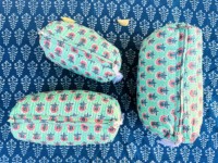 Pochette de maquillage pour femme en coton à imprimé floral matelassé, fermeture éclair durable, style vintage, organisateur de cosmétiques de haute qualité, rangement pour maquillage