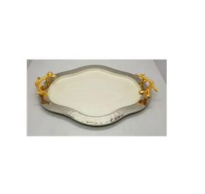 Bandeja de servicio de metal de alta demanda con mango de metal dorado para bandeja de dátiles de frutas de hotel y restaurante Utensilios de cocina increíbles - Product Image 4