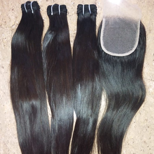 8 pulgadas virgen indio Remy cierres de cabello sedoso recto brillante sensación de la mano suave máquina doble trama toda la extensión del cabello humano - Product Image 5