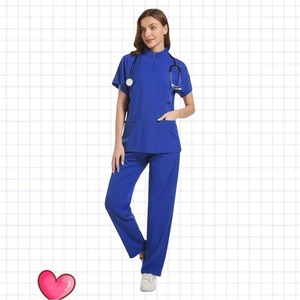 Femmes multicolore à manches courtes col en v hauts pantalons infirmière uniforme costume avec accessoires pour le travail médical pour animaux de compagnie pour les vêtements de travail hospitaliers - Product Image 3