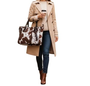 Sac fourre-tout en cuir de vachette à poils, sac à main pour femme, sac à bandoulière décontracté, sac de voyage élégant, sac de shopping LHTB-0095 - Product Image 1