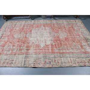 Tapis vintage, grand tapis de 5,9 x 8,8 pieds, tapis turc en laine rouge à motifs floraux - Product Image 3